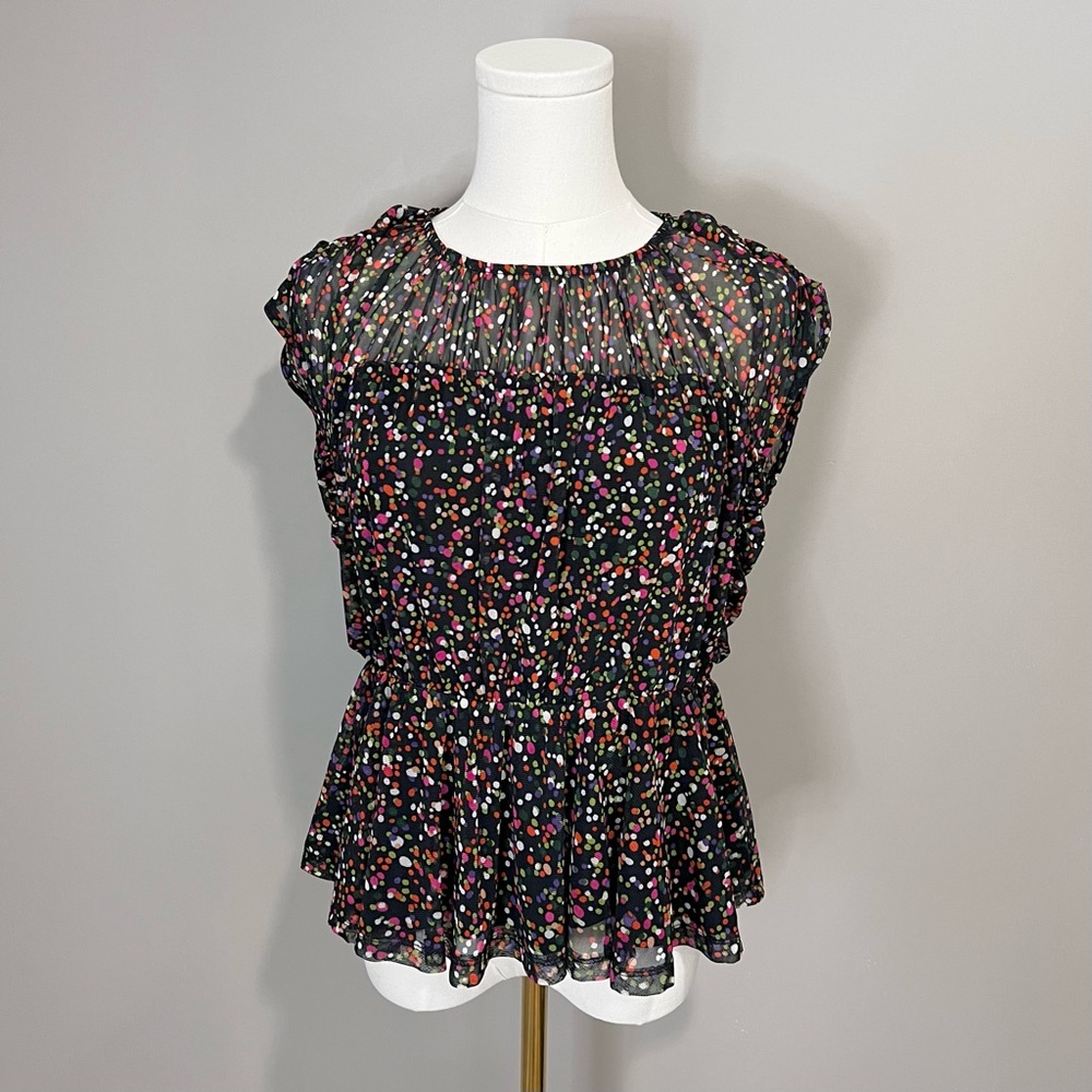Nine West Polka Dot Peplum Blouse Size XS